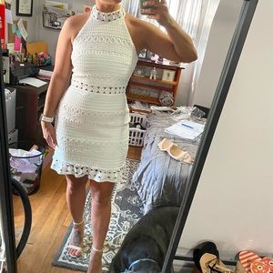 Beautiful white, lacy halter dress